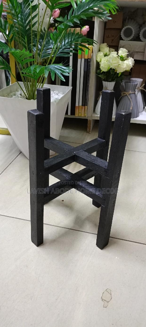 Wooden Black Planter Pot Stand