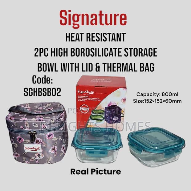 2pcs Glass Storage Bowl With Lid and Thermal Bag