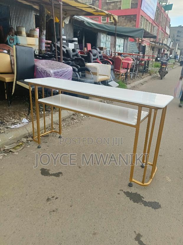 Manicure Marble Table, Double 4 Seater White  - main view