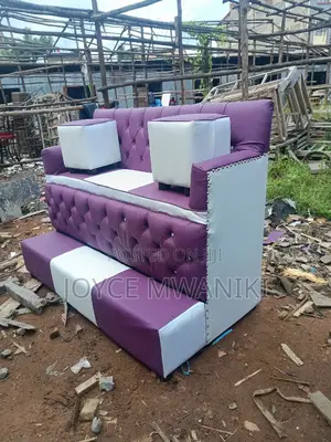 Pedicure Seat, 3 Seater Purple White With Armrest 
