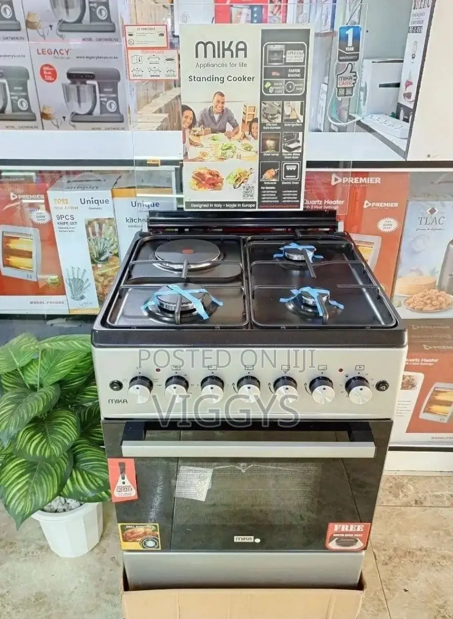 Long Lasting Mika Gas 60 by 60 Cm 3+1 Standing Cooker