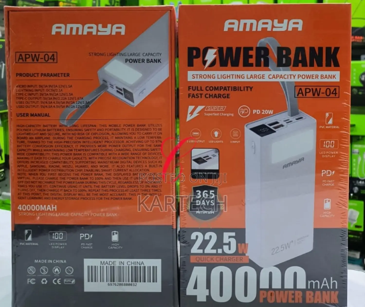 40,000mah Amaya APW-04 22.5W Quick Charger Power Bank