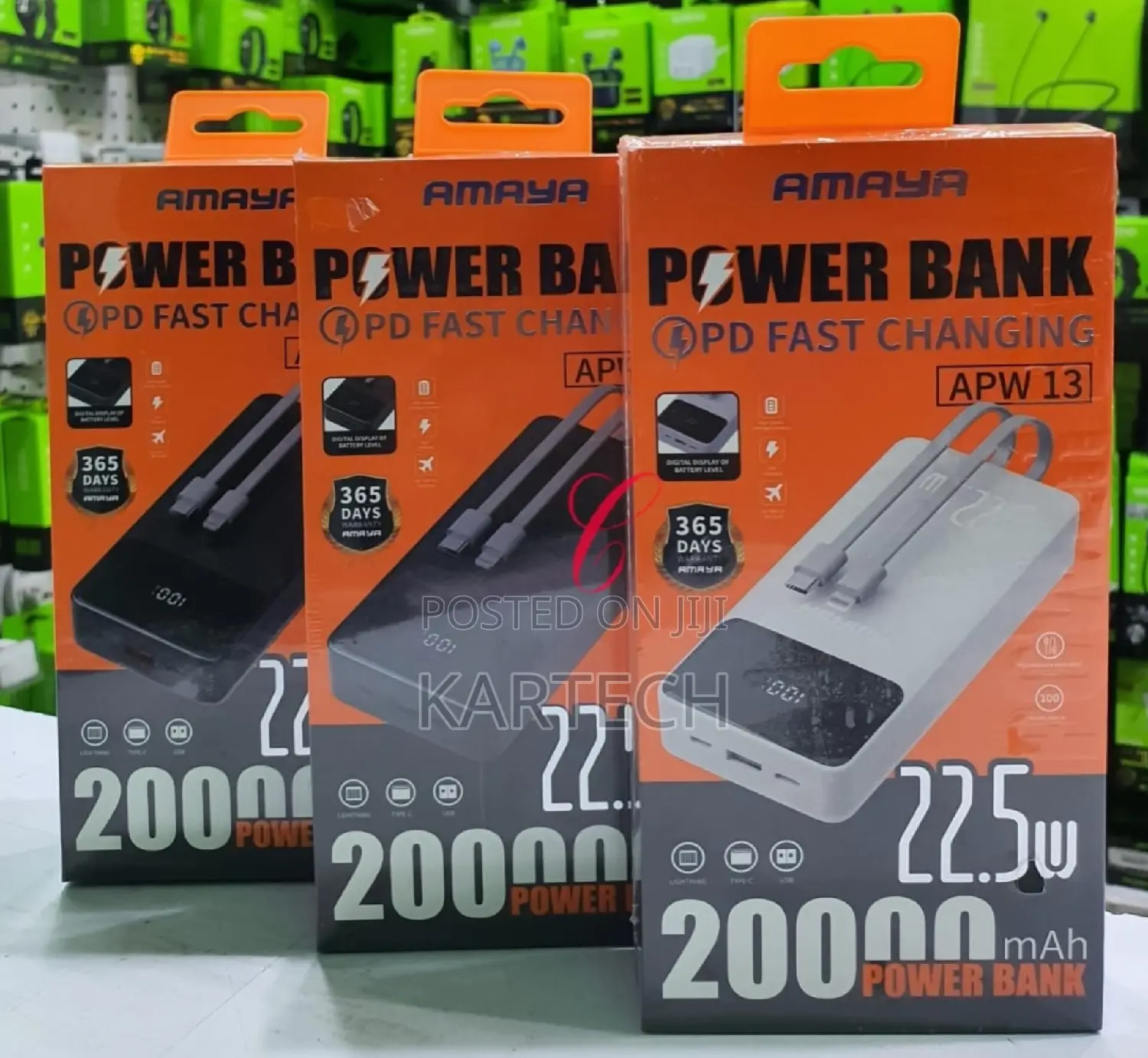 Amaya APW13 22.5 20,000mah Power Bank With Built-in Cables