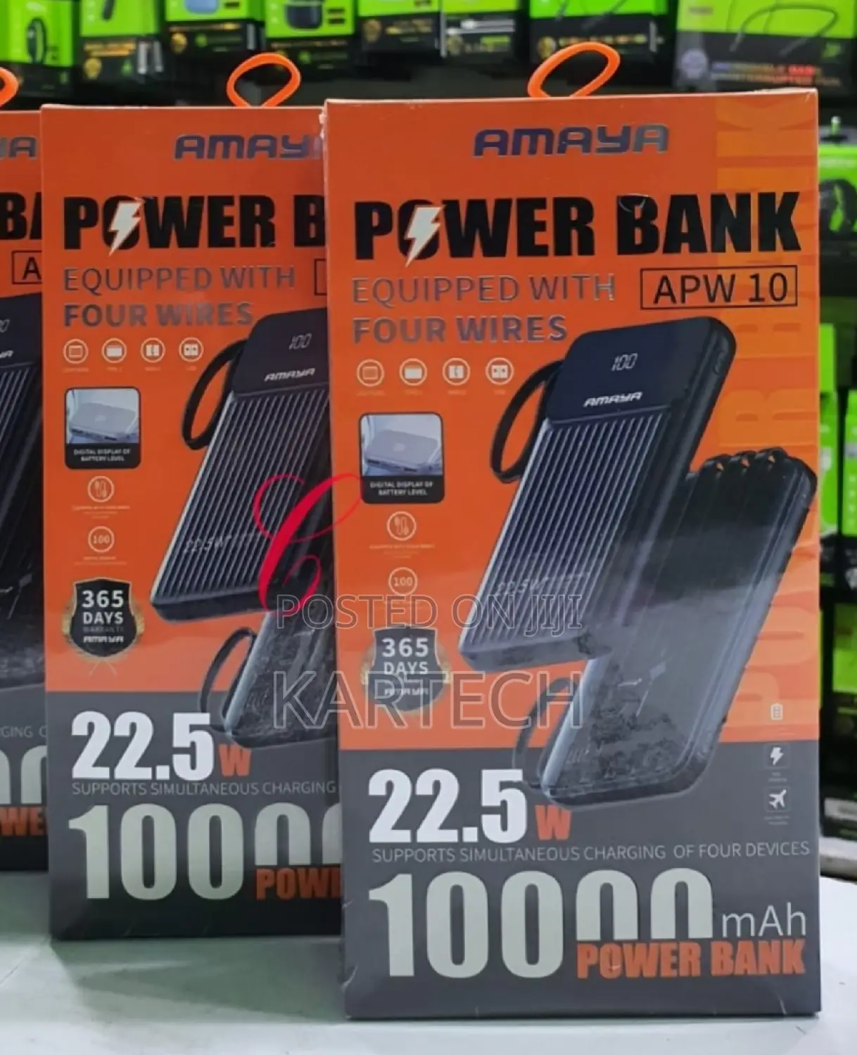 Amaya APW10 22.5W 10,000mah Powerbank With 4 Built in Cables