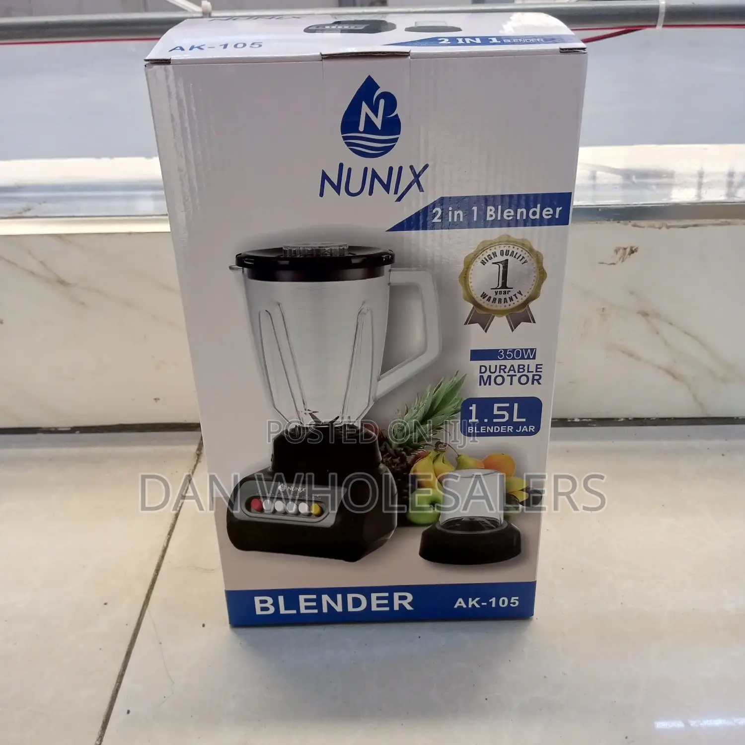 Nunix AK-105, 2 in 1 Blender With Grinding Machine, 1.5L