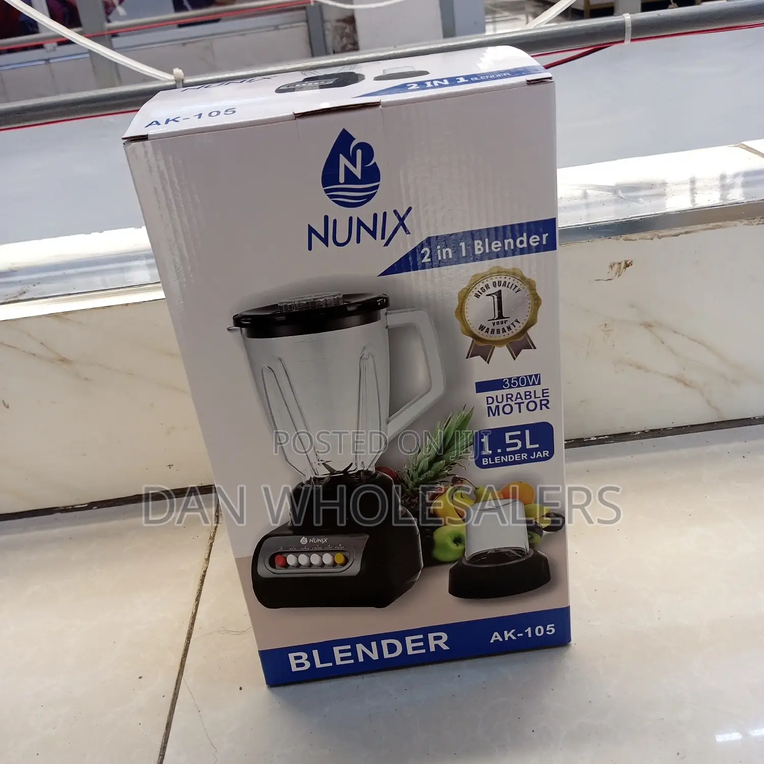 Nunix AK-105, 2 in 1 Blender Grinding Machine, 1.5L