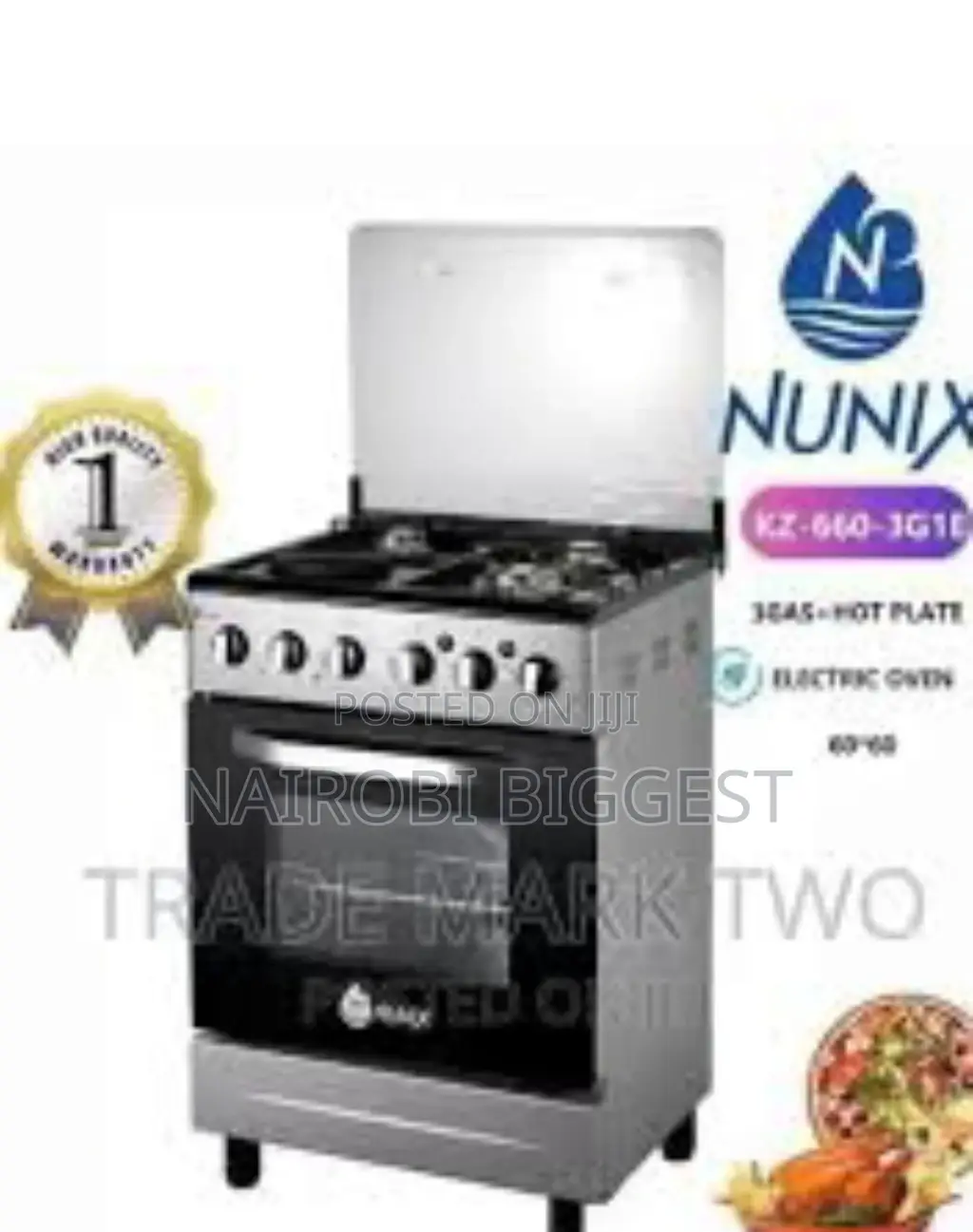 Nunix 60×60 Free Standing 3g+1e Cooker