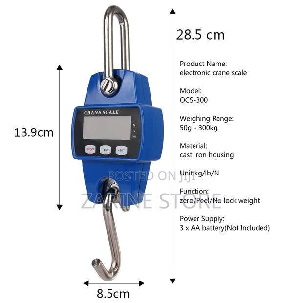 Digital Crane Scale 300kgs Weighing Machine + Batteries - thumbnail 3