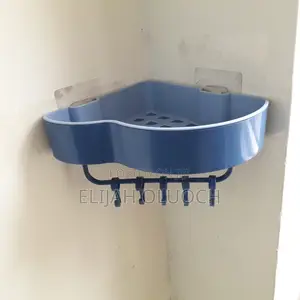 Triangular Bathroom Organizer With 5 Hooks