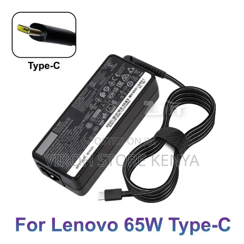 Original Lenovo 65 Watts Type C Laptop Charger