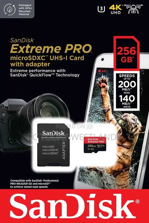 Genuine Sandisk 256GB Extreme PRO Microsd UHS-I Card 200mb/S