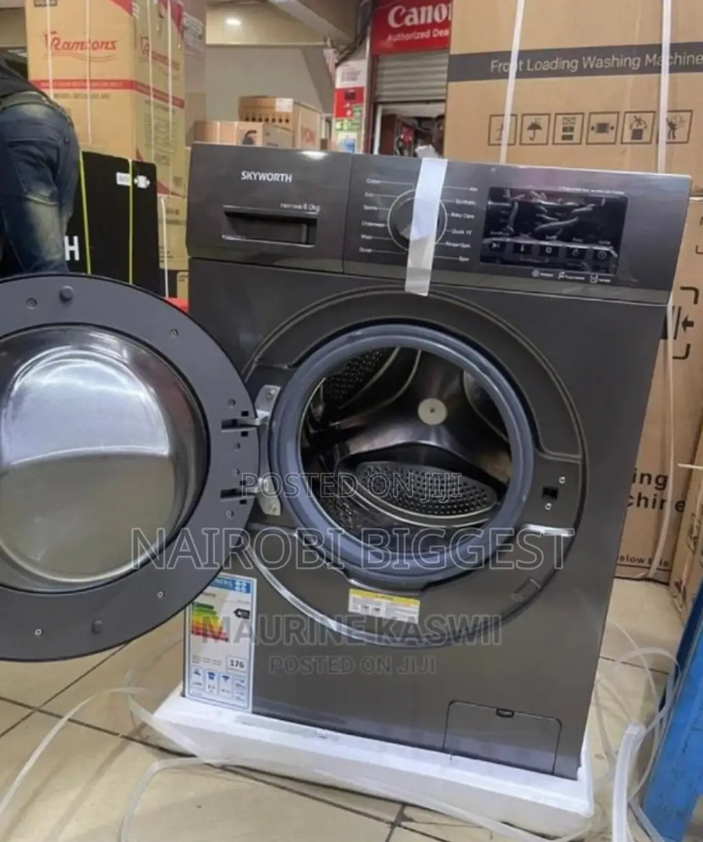 Mika 8kgs Front Load Washing Machine Dark Silver