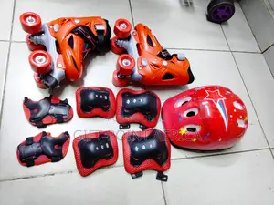 Red Full Set Four Wheel Skates for Kids (Quad Skates)