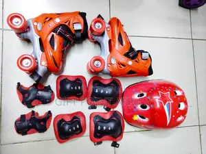 Red Full Set Four Wheel Skates for Kids (Quad Skates)