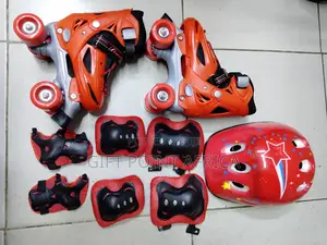 Red Full Set Four Wheel Skates for Kids (Quad Skates)