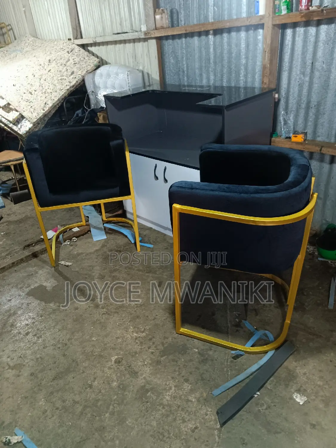 Reception Desk and 2 Salon Chairs 
