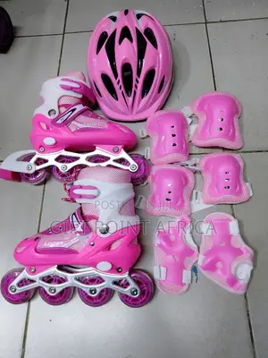 Size 31-35 Pink Full Set Adjustable Roller Skates for Kids