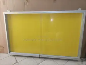 Glass Sliding Yellow Noticeboard 5ftx3ft