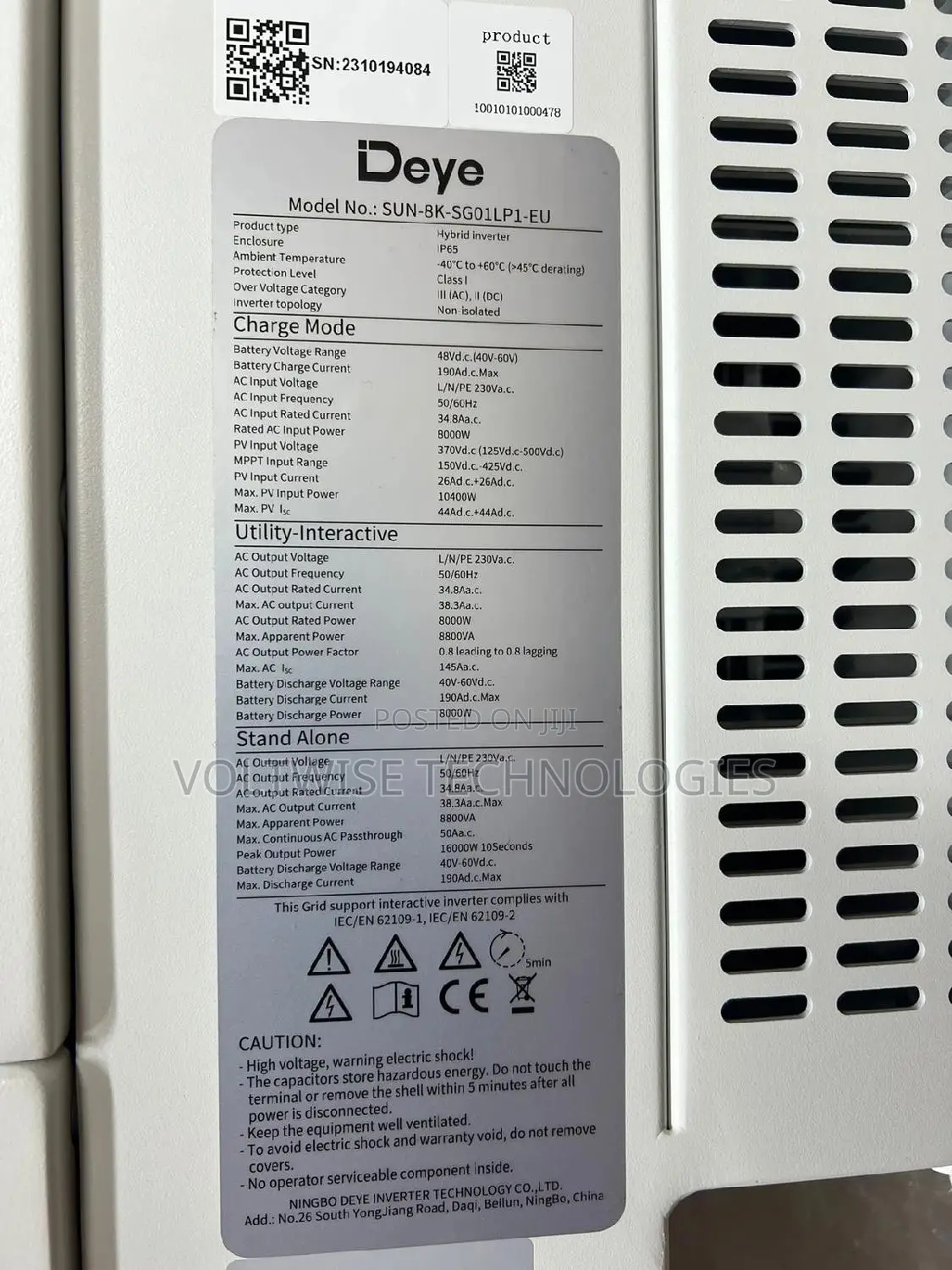 8kw 8.8kva Deye Hybrid Inverter Single Phase