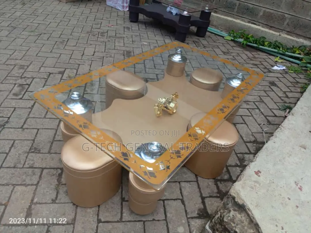 Coffee Table With Puff Stools