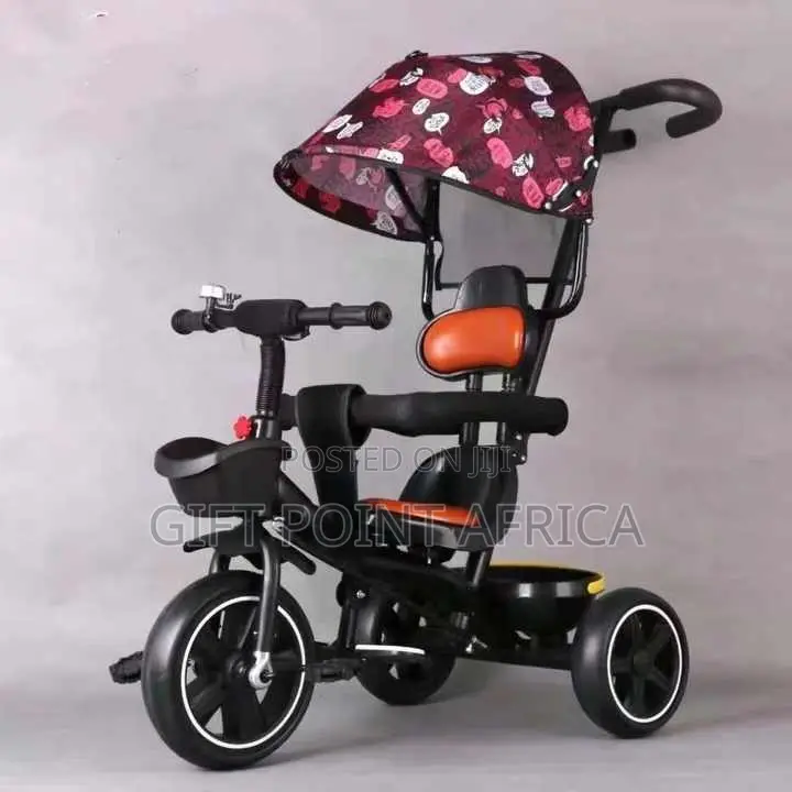 Kids Push Handle Three Wheels Tricycle With a Shade