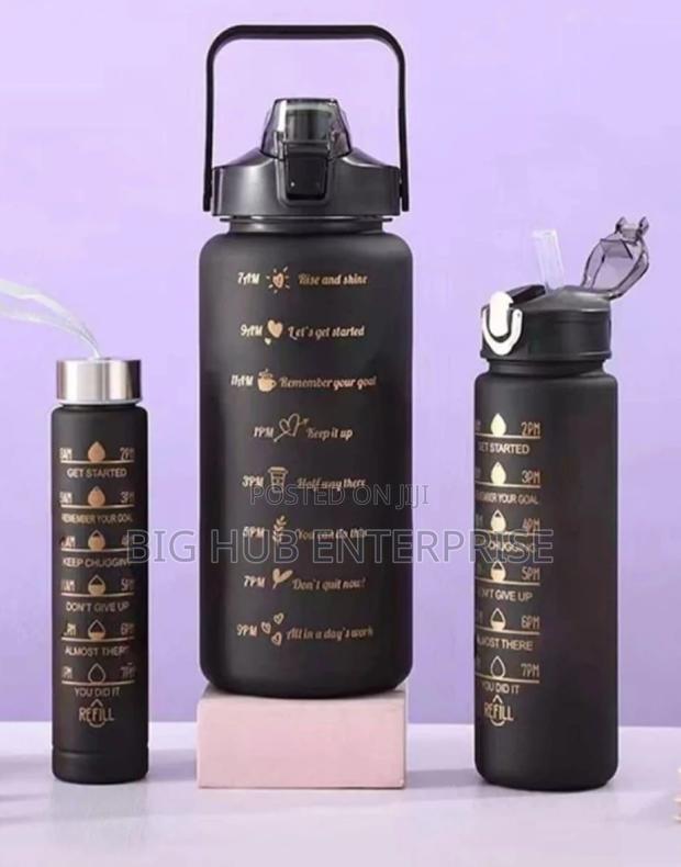 Black Themed Motivational Water Bottles 3pcs Set