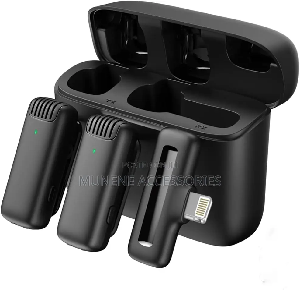 2 Mic LIGHTNING iPhone Wireless Lavalier Mic Charging Case