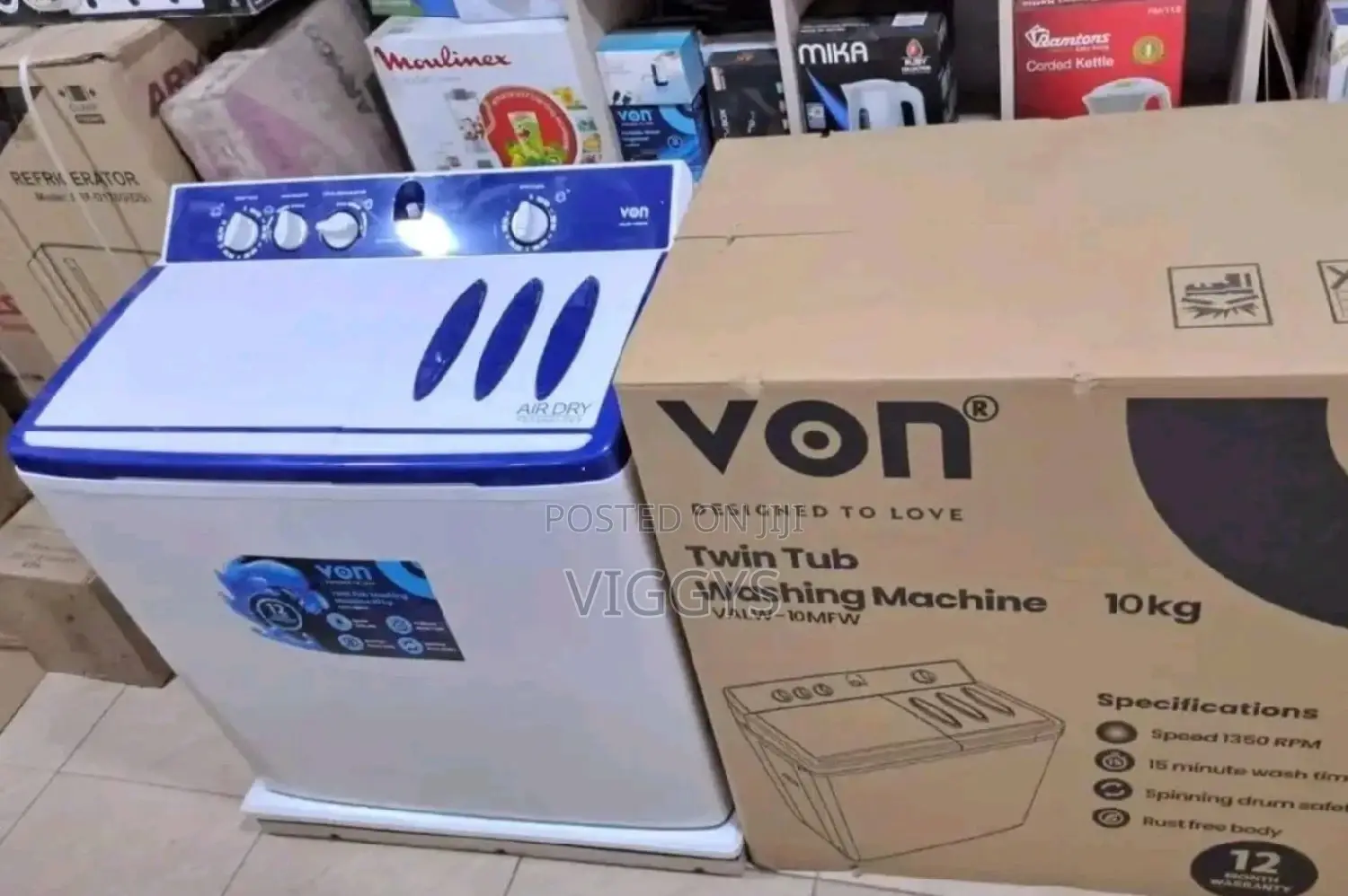 10 Kg Von Twin Tub Washing Machine