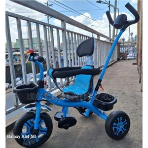 Kids’ Tricycle With Parent Push Handle-Blue at ! - main view