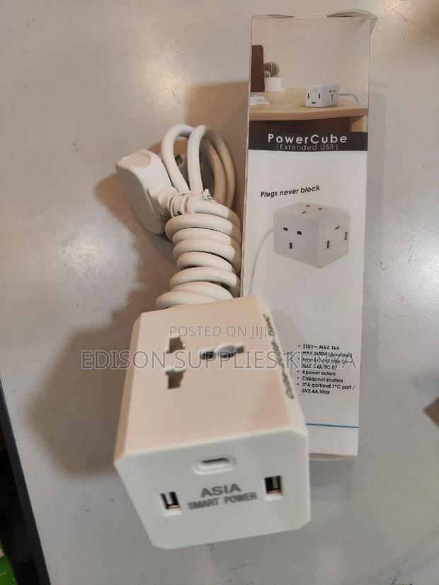 Cube Extension Cables + 3 Usb Ports 4 Way Multiplug Sockets - thumbnail 2