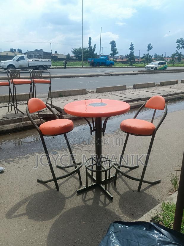 Powder Coated High Chairs and a Table.
