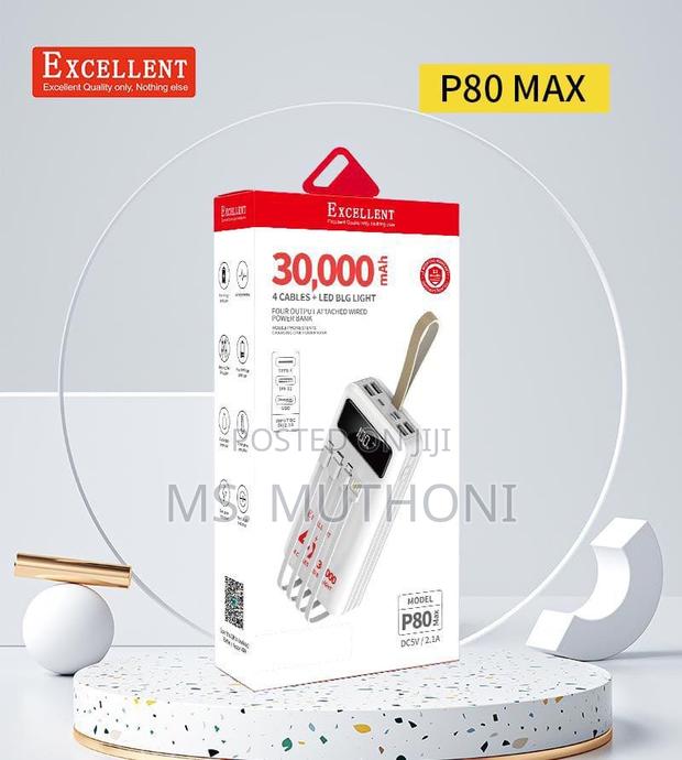 Excellent 30,000 Mah 4 Cable Power Bank