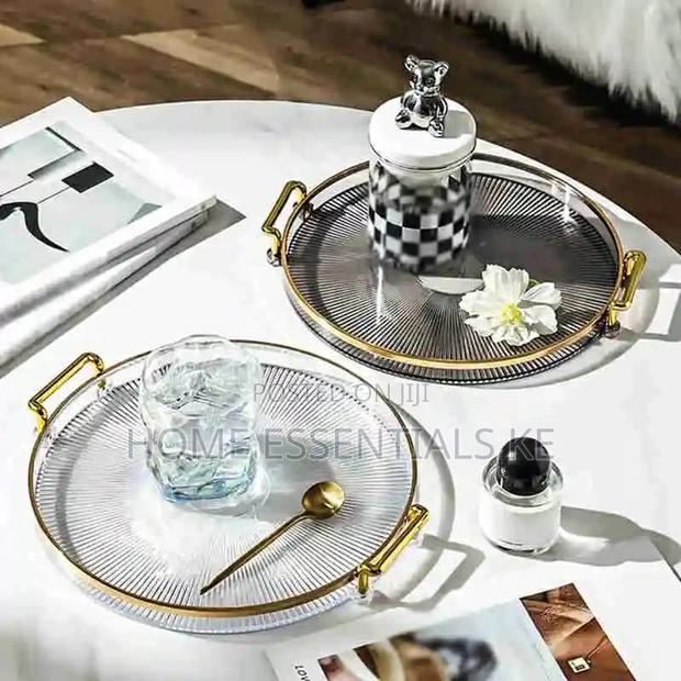 *ROUND RECTANGULAR Modern Tray WITH Gold Rimmed - thumbnail 3
