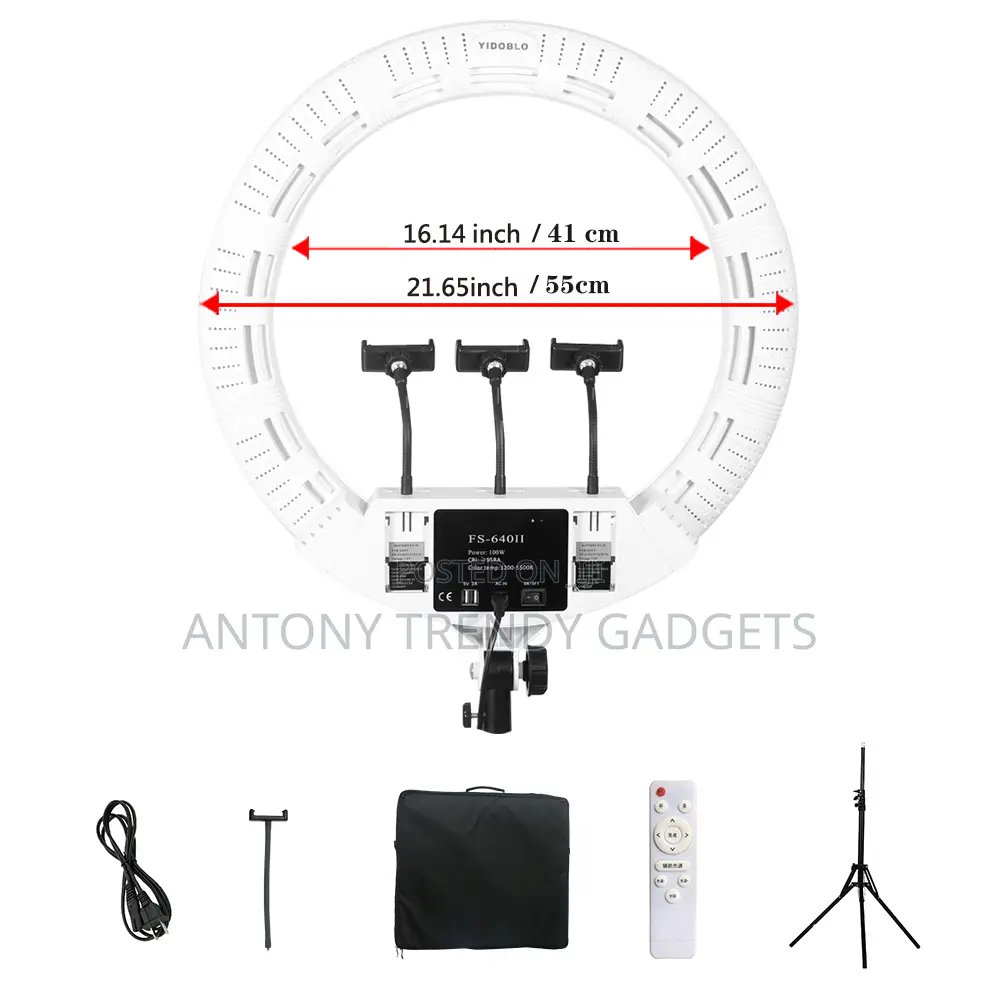 LED 18 Inch Ring Light Kit With Stand and Case. 55W Va