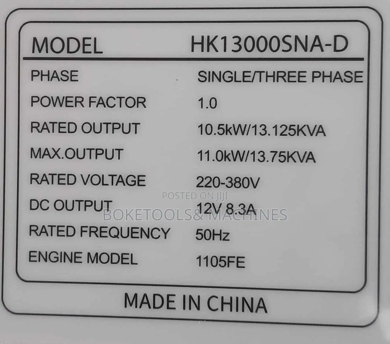 Hisaki Japan Diesel Generator 13.75kva DOUBLE SWITCH THREE