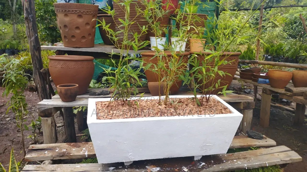 White Bamboo Concrete Troughs,Flower Pots