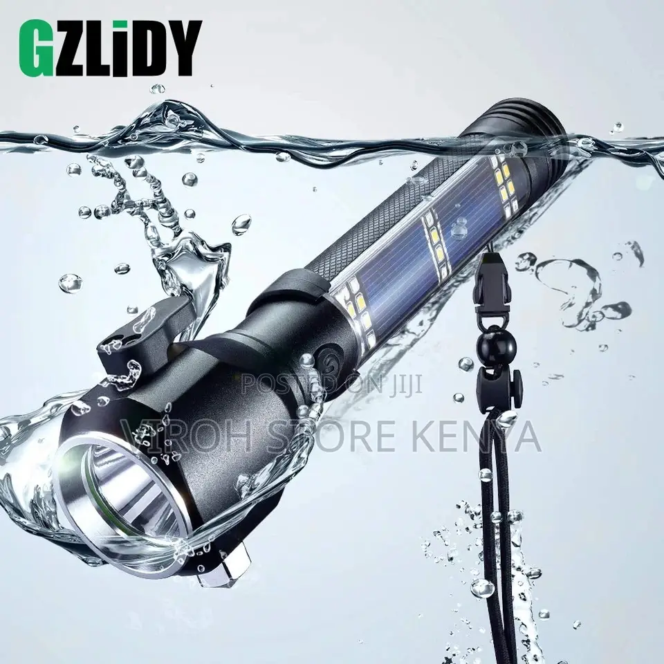 6 Modes Torch With Magnet / Hammer / Power Bank Solar Torch