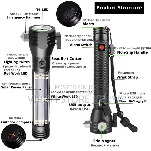 6 Modes Torch With Magnet / Hammer / Power Bank Solar Torch - thumbnail 2