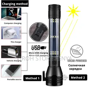 6 Modes Torch With Magnet / Hammer / Power Bank Solar Torch