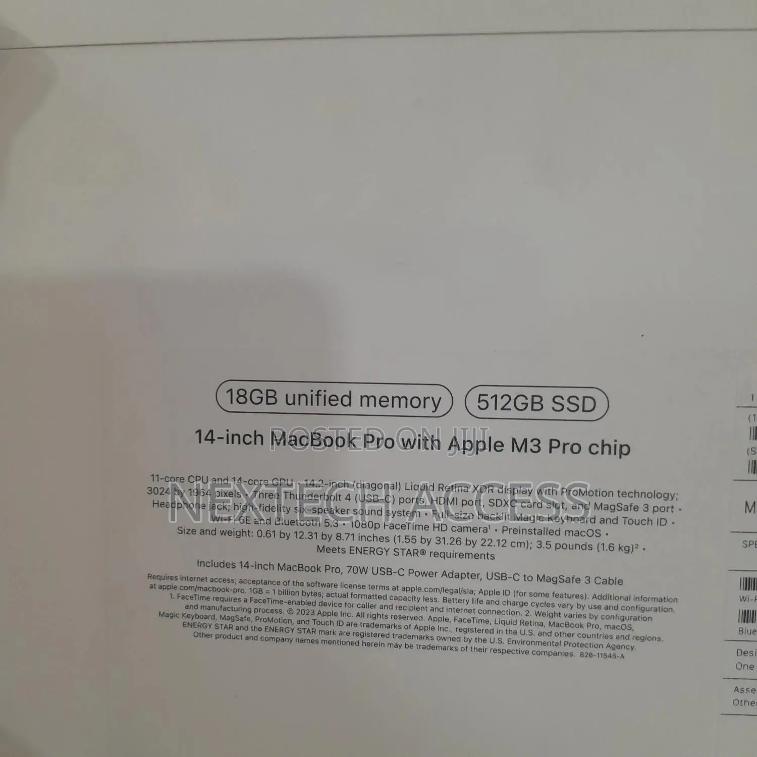 New Apple MacBook Pro 2023 M3 14-inch 18GB Apple M3 Pro SSD 512GB