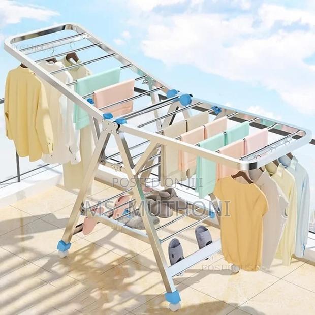 Movable Foldable/Portable LAUNDRY DRYING RACK With Wheels * - main view