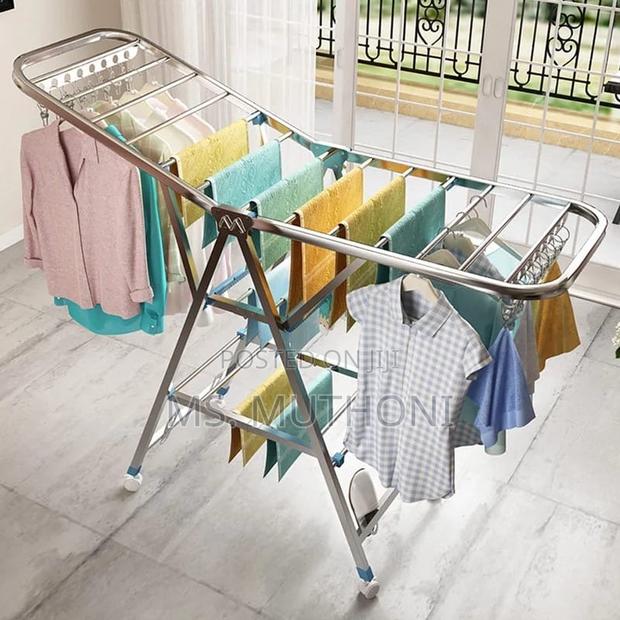 Movable Foldable/Portable LAUNDRY DRYING RACK With Wheels * - thumbnail 3