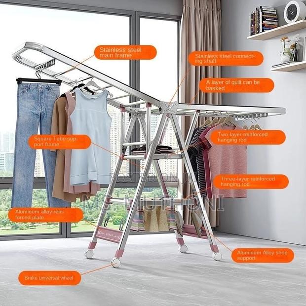 Movable Foldable/Portable LAUNDRY DRYING RACK With Wheels * - thumbnail 4