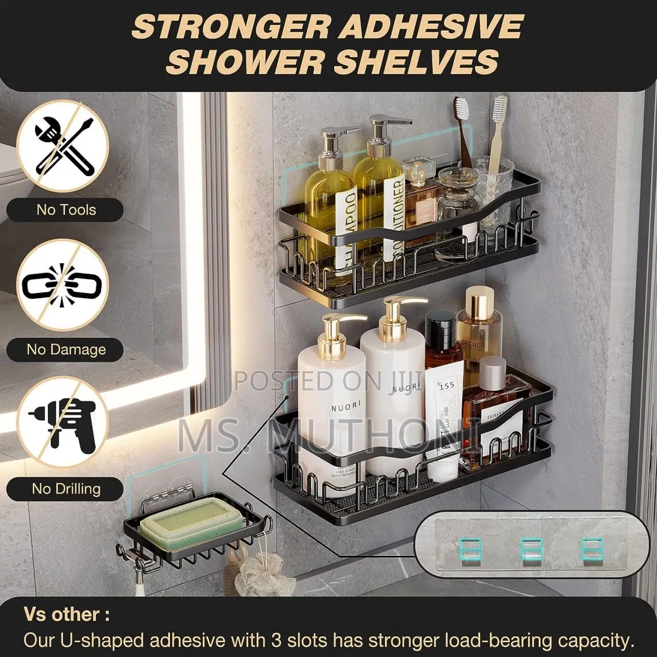 3pcs Set Shower Caddy Shelf/Bathroom Organizer
