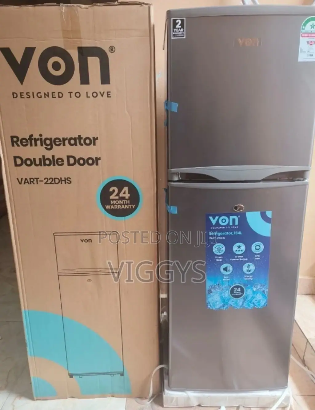 Von 138litre Double Door Fridge