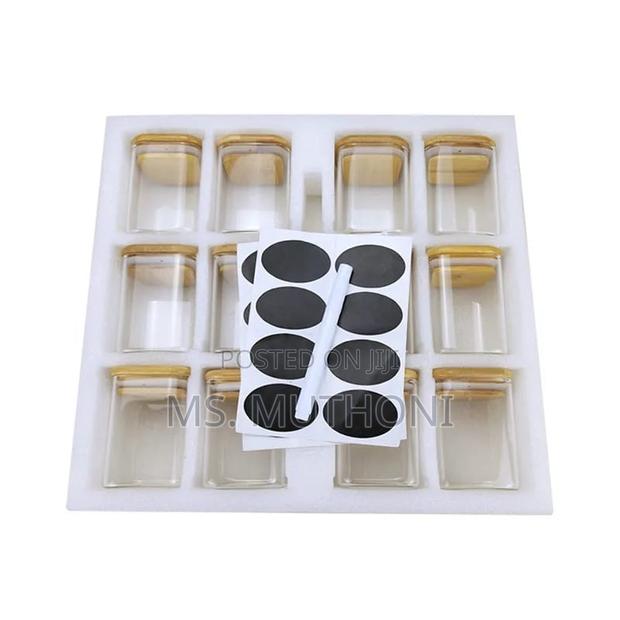 12pcs 200 Ml Square Glass Spice Jar Set - thumbnail 3