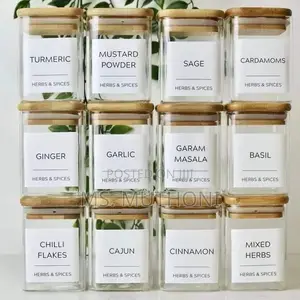 12pcs 200 Ml Square Glass Spice Jar Set