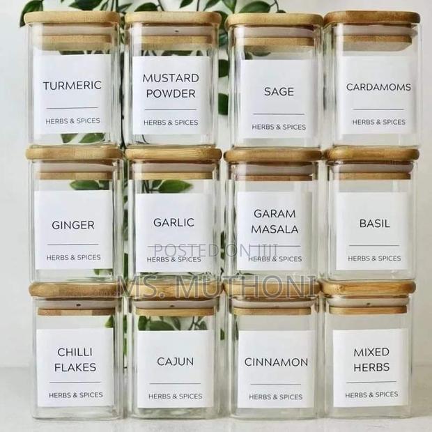 12pcs 200 Ml Square Glass Spice Jar Set - thumbnail 6
