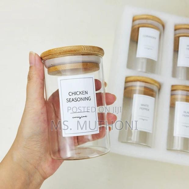 6-Pack Round Glass Jars With Bamboo Lid and Spoon* - thumbnail 2
