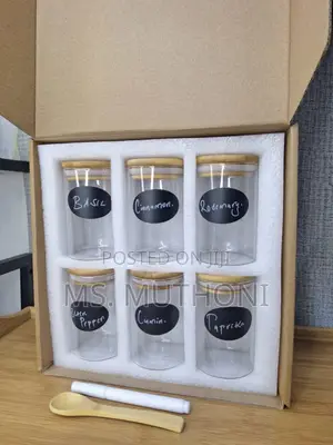 6-Pack Round Glass Jars With Bamboo Lid and Spoon*